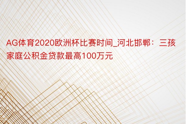 AG体育2020欧洲杯比赛时间_河北邯郸：三孩家庭公积金贷款最高100万元