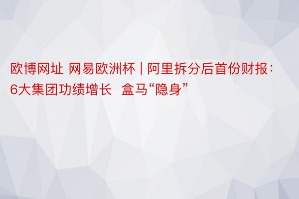 欧博网址 网易欧洲杯 | 阿里拆分后首份财报：6大集团功绩增长  盒马“隐身”