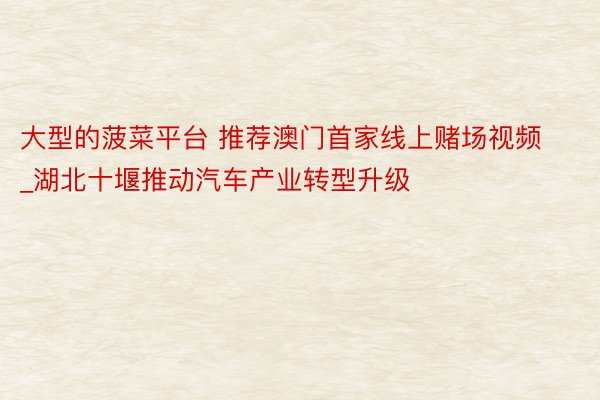 大型的菠菜平台 推荐澳门首家线上赌场视频_湖北十堰推动汽车产业转型升级