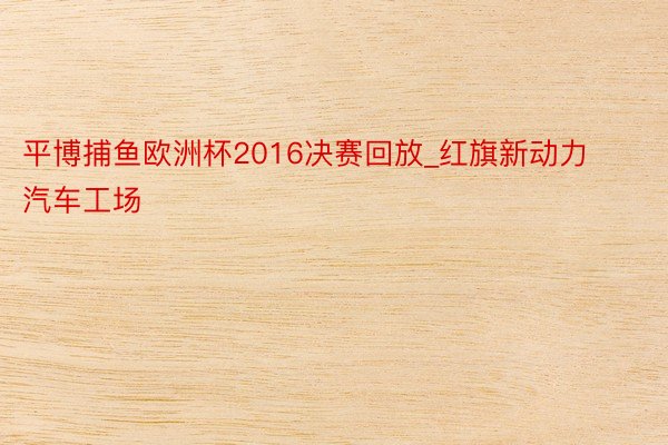 平博捕鱼欧洲杯2016决赛回放_红旗新动力汽车工场